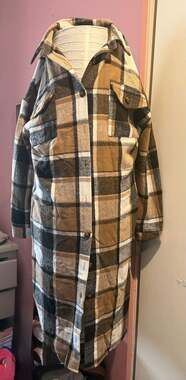 Fantaslook Long Plaid Shacket Button-Down Jacket